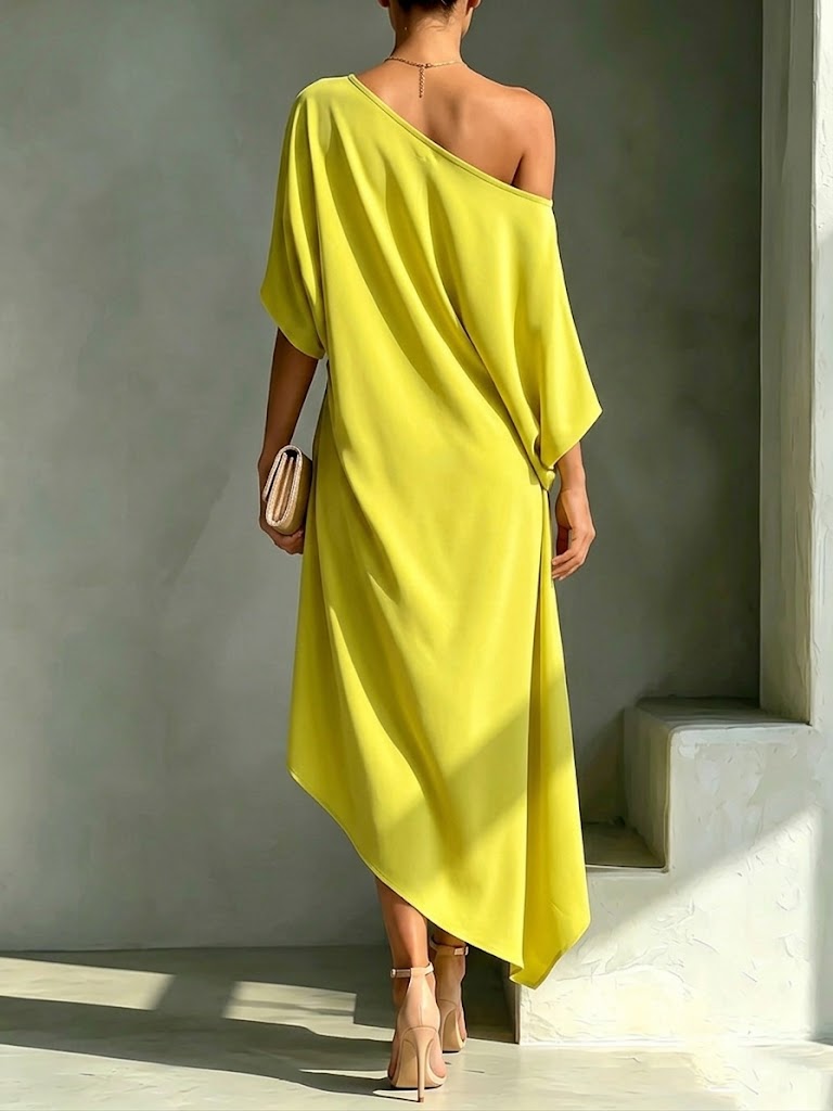 Caitlyn | One-Shoulder Asymmetrical Midi Dress