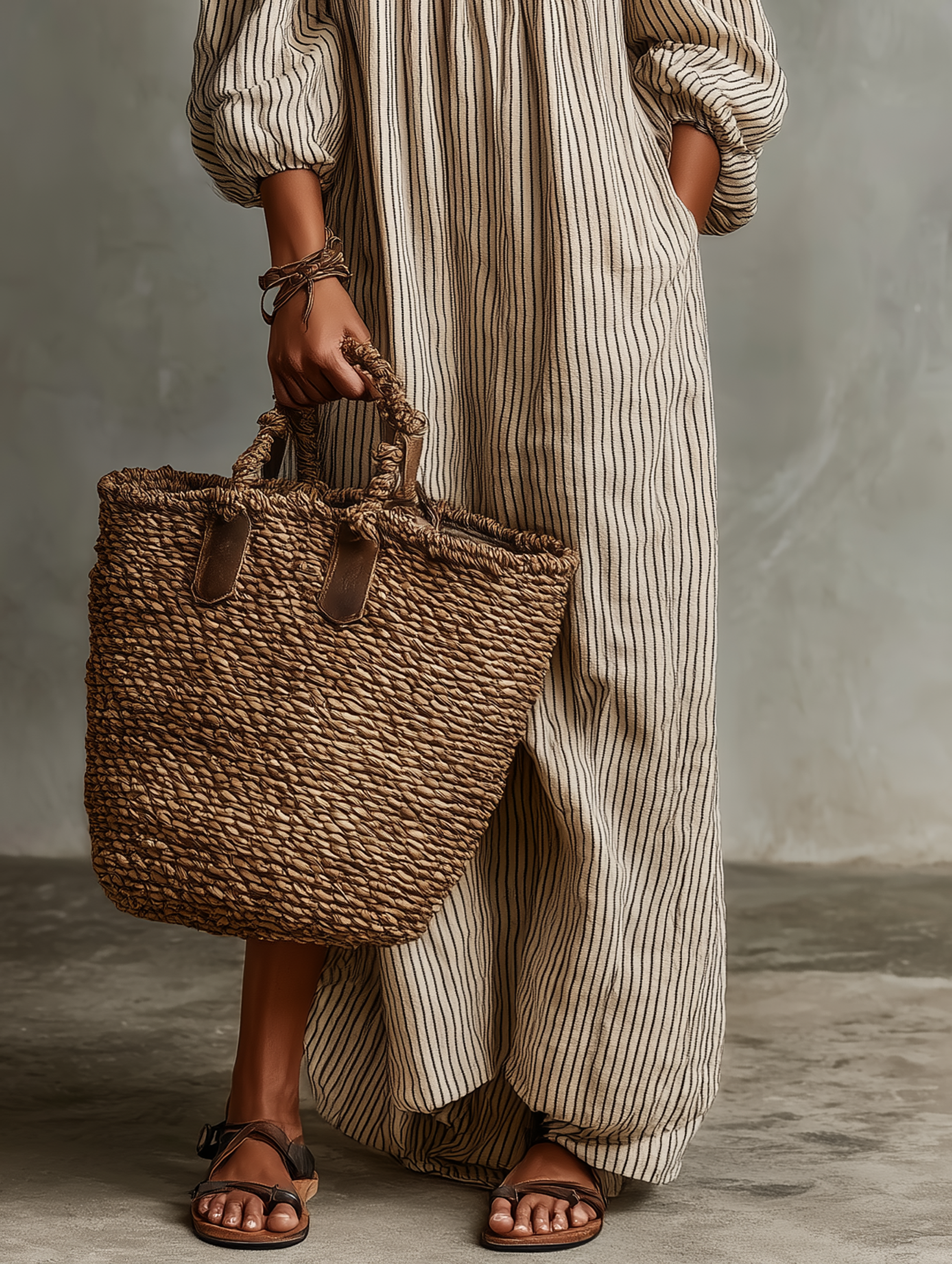 Carmen | Long cotton and linen dress with off-the-shoulder design