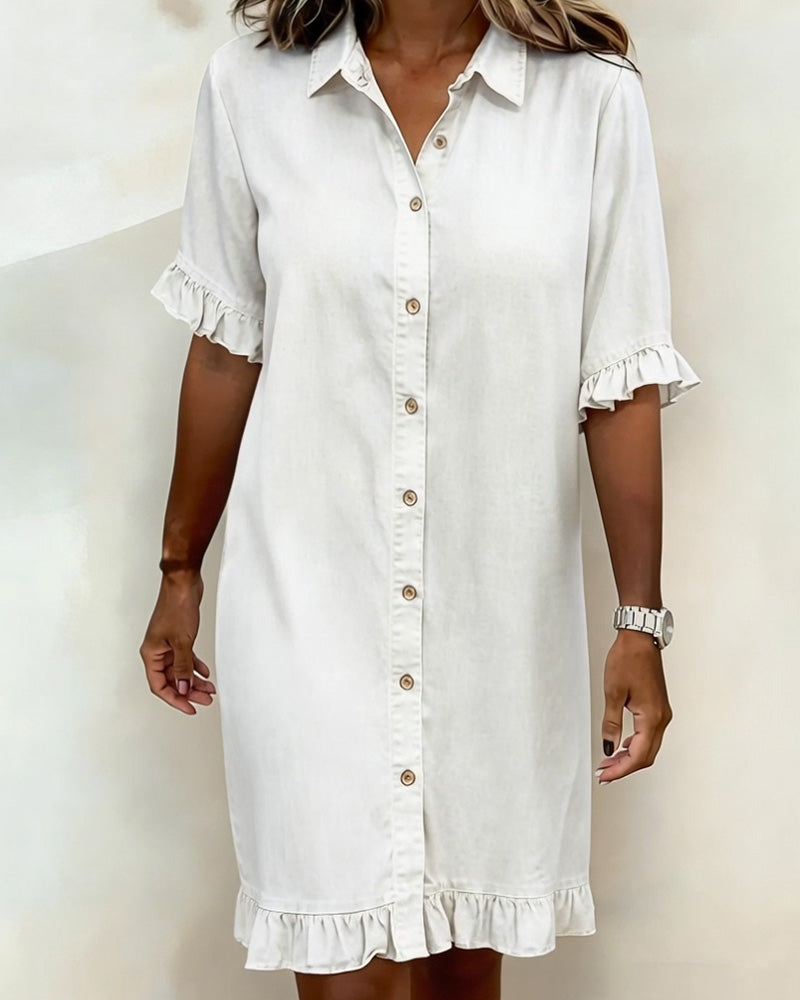 Charlotte | Comfortable Denim Dress with Elegant Ruffles