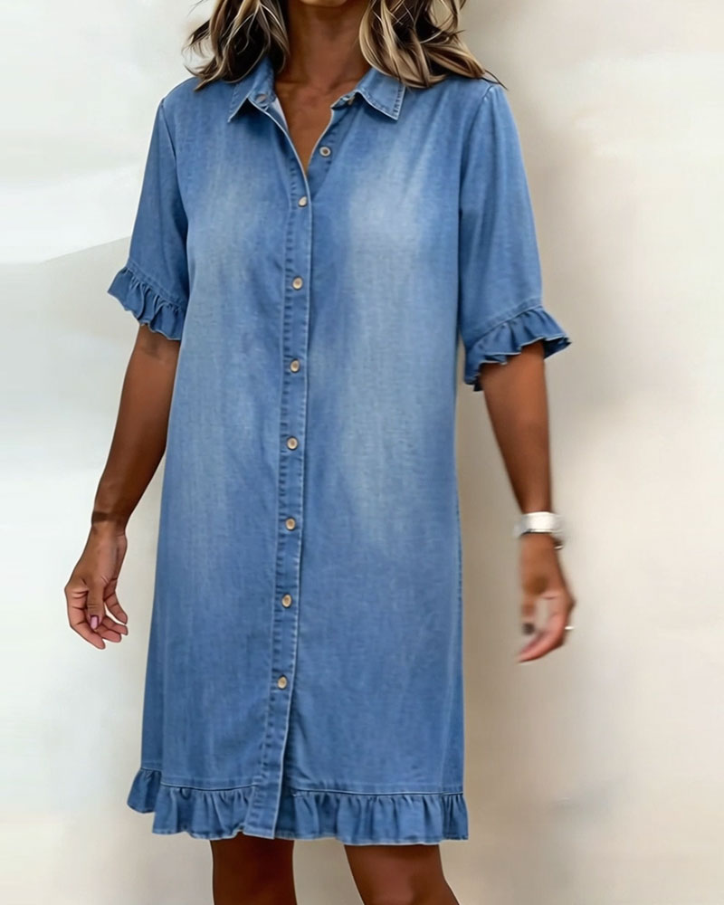 Charlotte | Comfortable Denim Dress with Elegant Ruffles