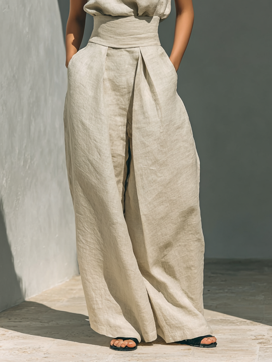 Maria™ | Complete set with tank top and wide cotton and linen pants