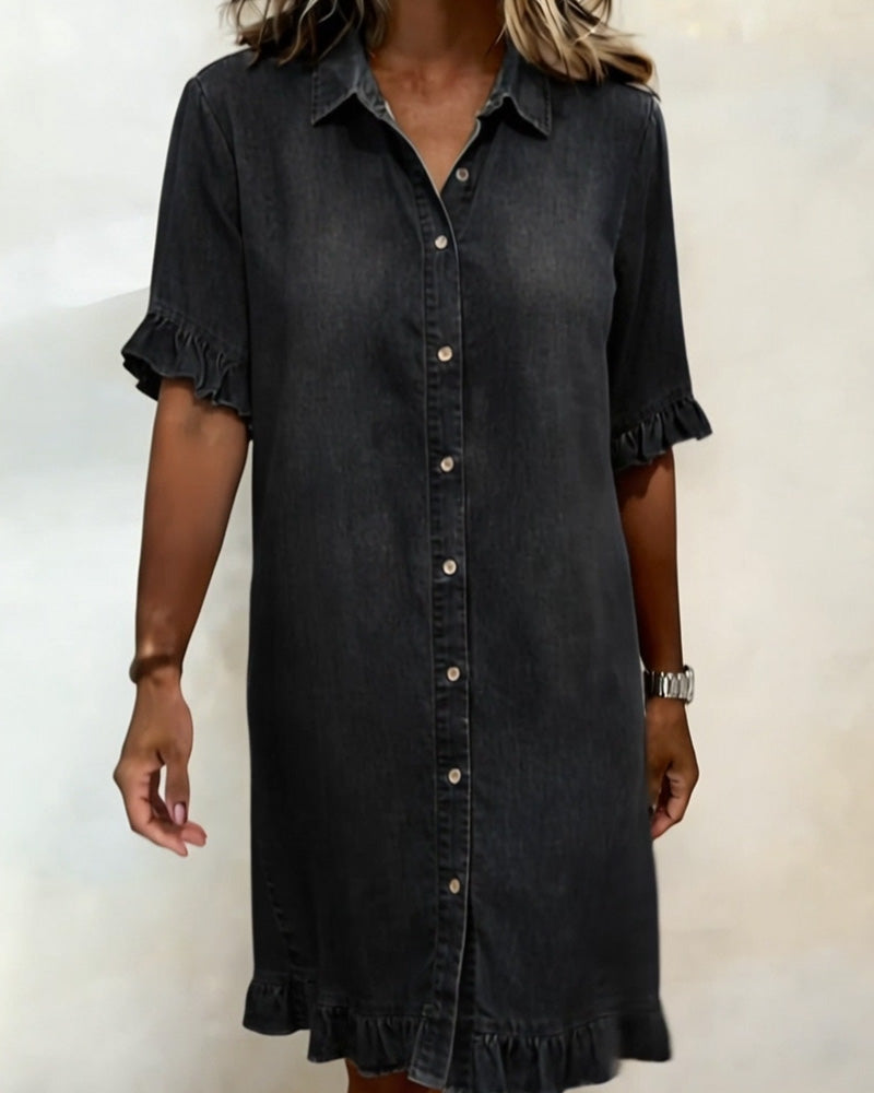 Charlotte | Comfortable Denim Dress with Elegant Ruffles