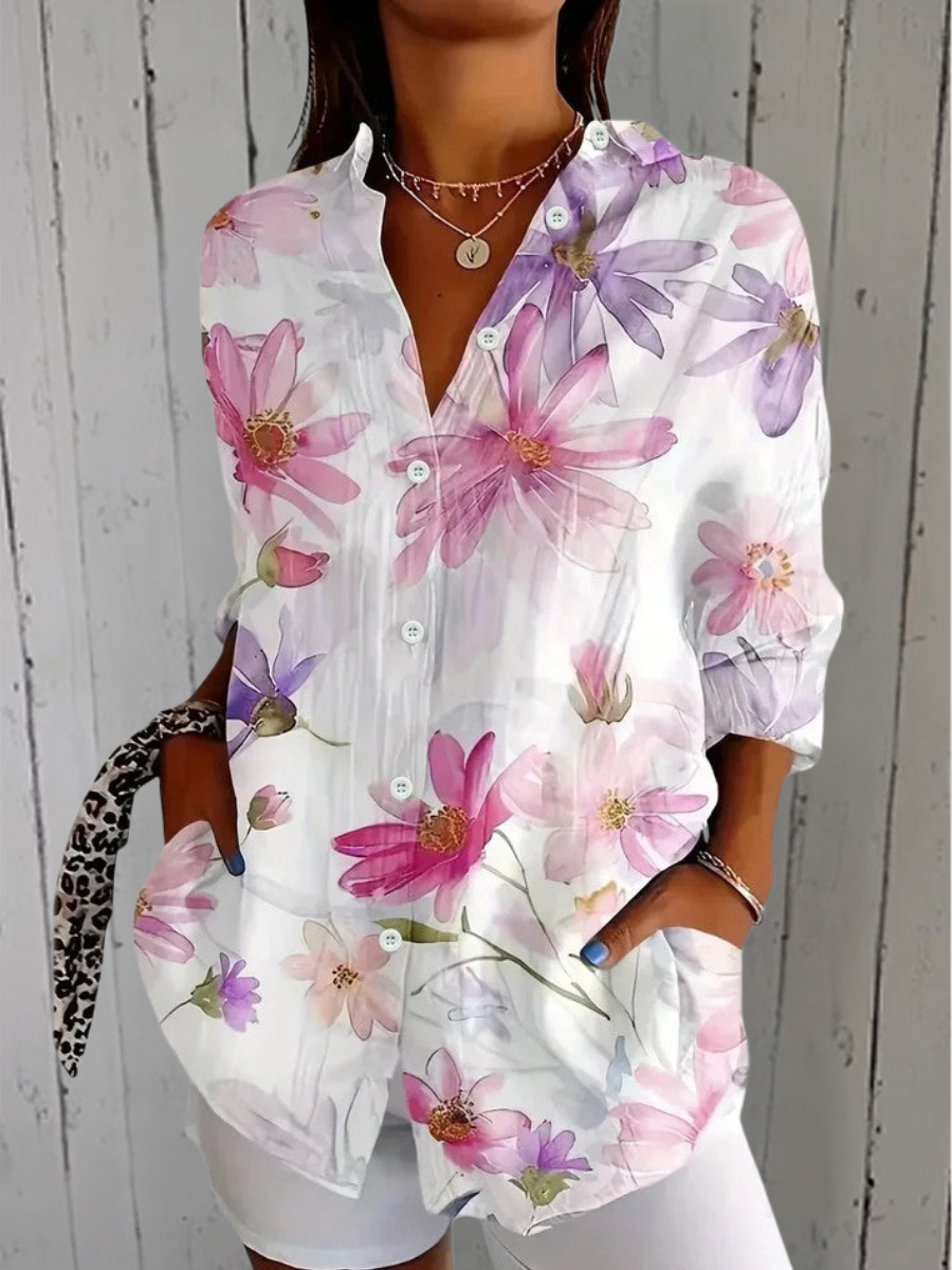 Delilah | Vibrant Artistic Button-Up Blouse