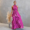 Celestia Ruffled Halter Maxi Dress