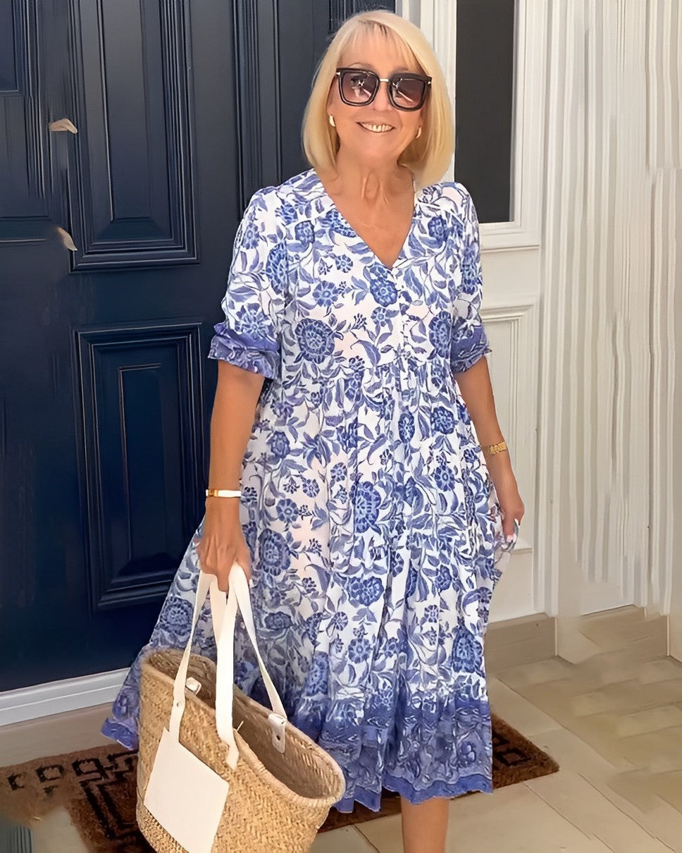 Ellie | Graceful V-Neck Floral Dress