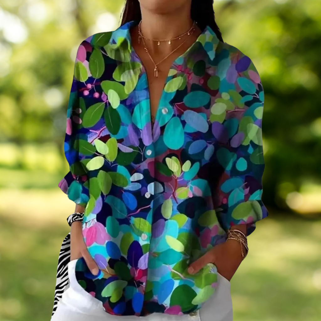 Catalina | Vibrant Artistic Button-Up Blouse