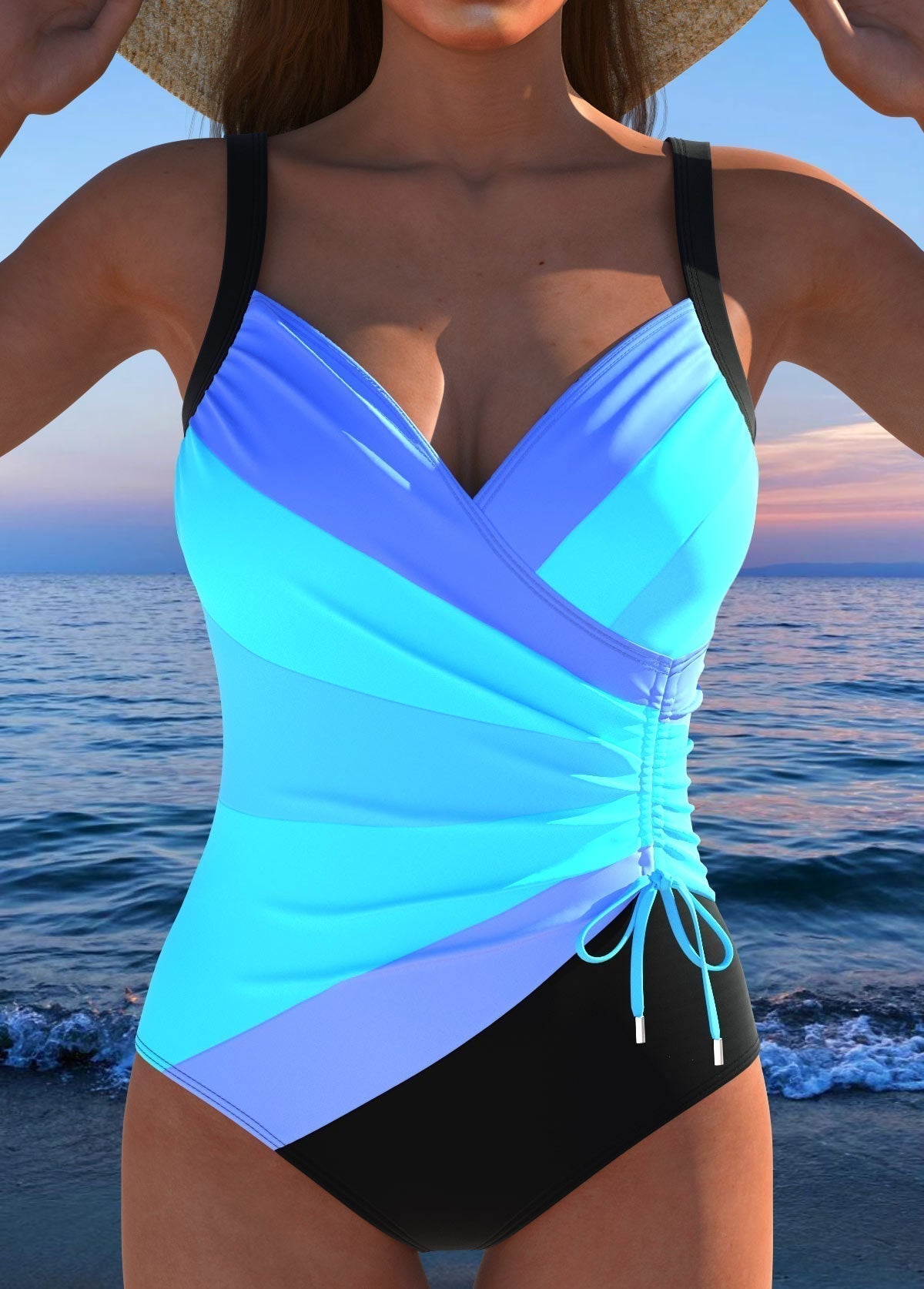 Luxurious Wrap Swimsuit with Colorful Print