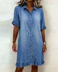 Charlotte | Comfortable Denim Dress with Elegant Ruffles