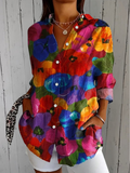 Anita | Vibrant Artistic Button-Up Blouse