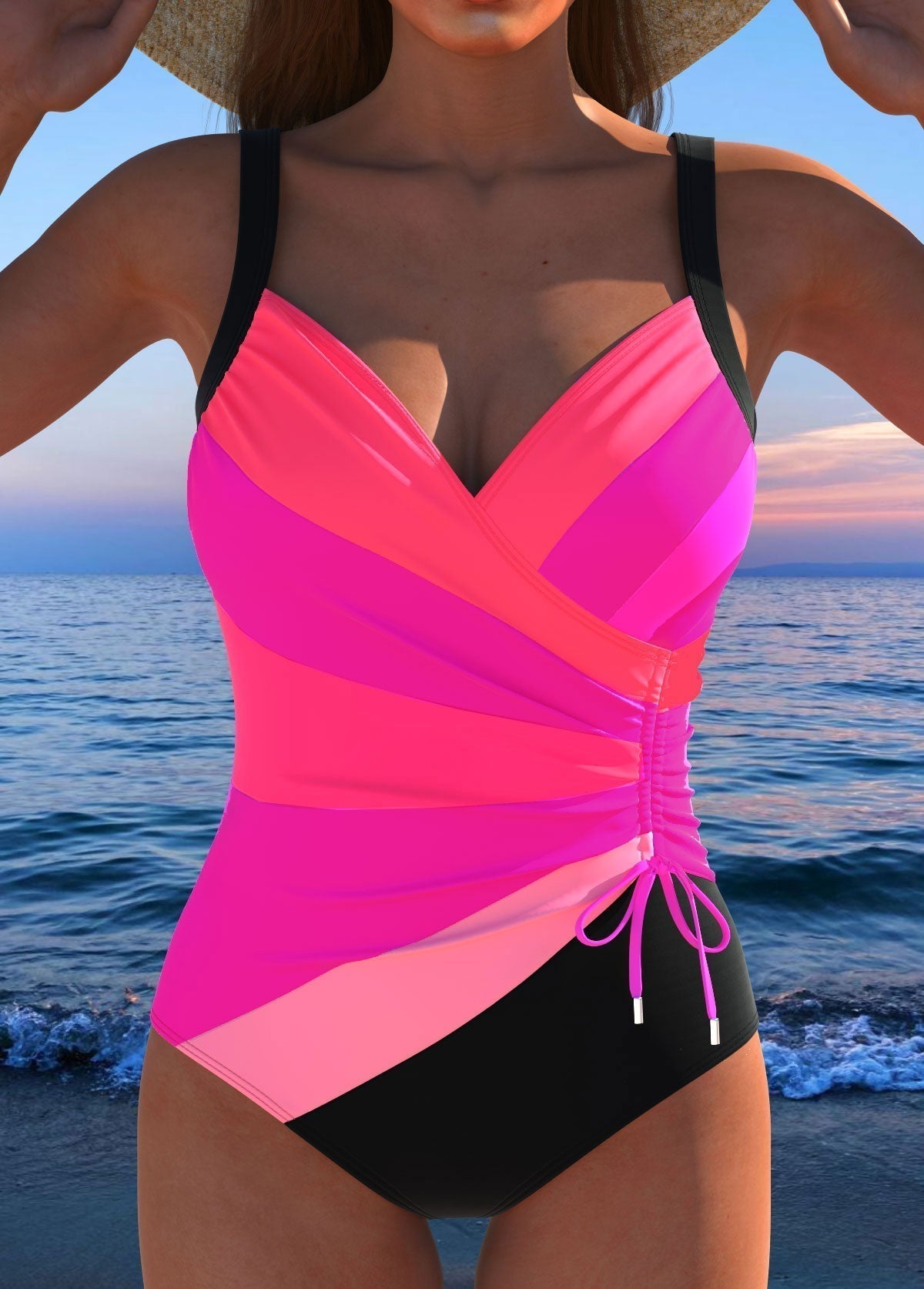 Luxurious Wrap Swimsuit with Colorful Print