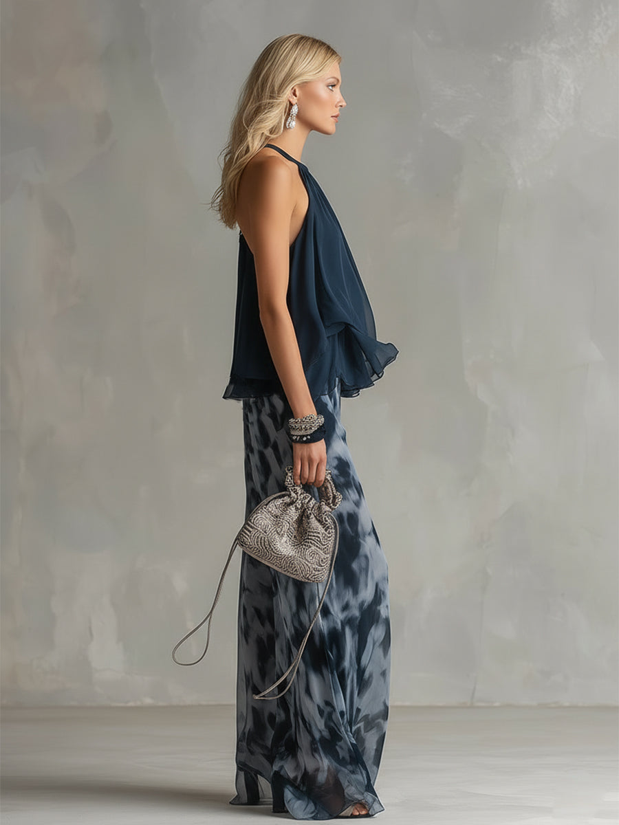 Elise | Halter Top & Wide-Leg Trouser Set
