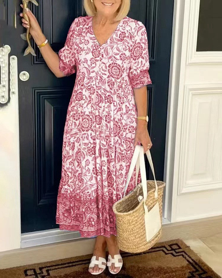 Ellie | Graceful V-Neck Floral Dress