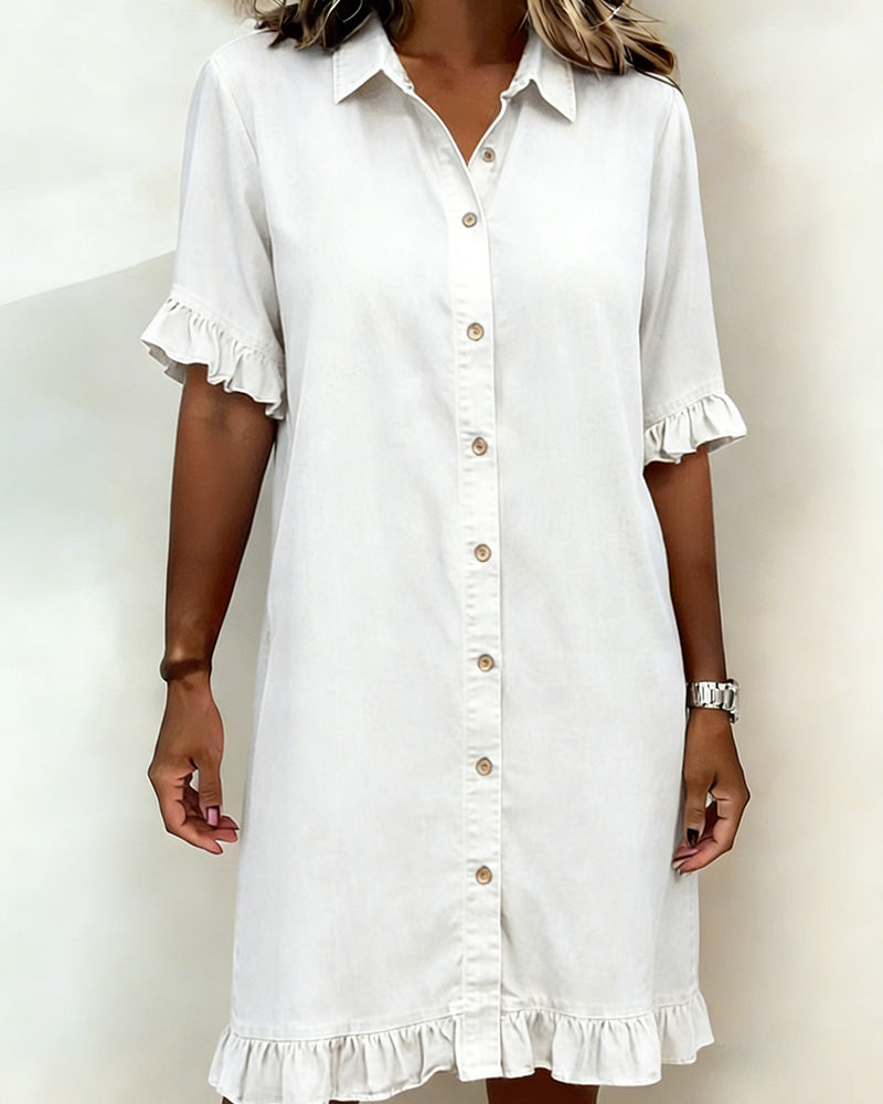 Charlotte | Comfortable Denim Dress with Elegant Ruffles