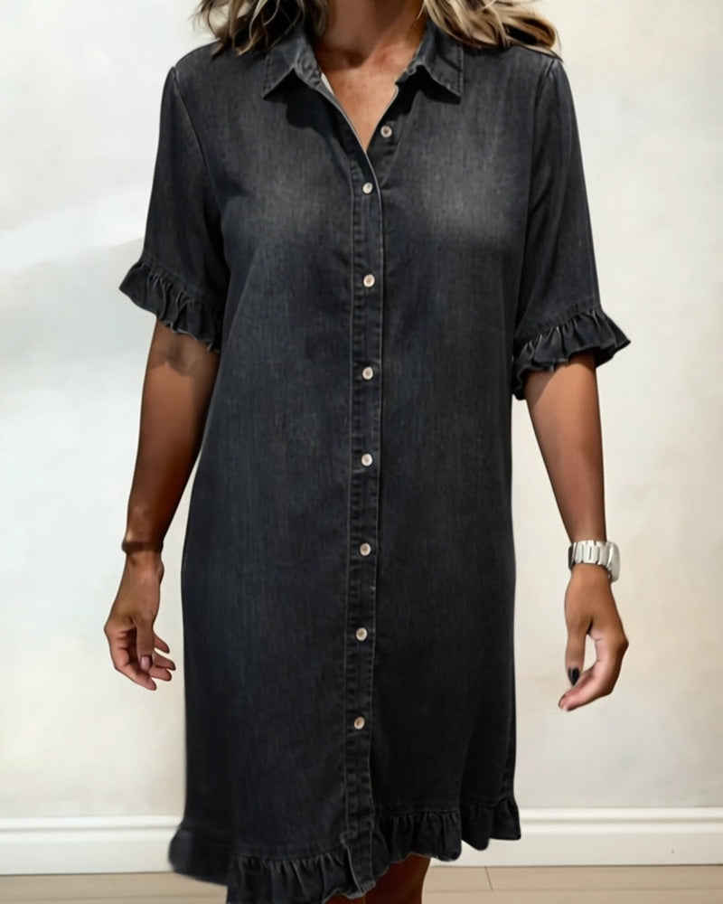 Charlotte | Comfortable Denim Dress with Elegant Ruffles
