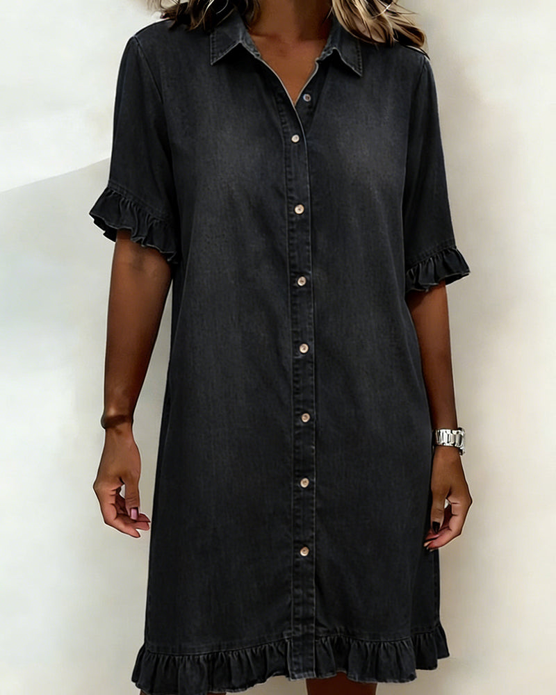 Charlotte | Comfortable Denim Dress with Elegant Ruffles