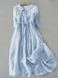 Lux - Elegant Half Sleeve Lace-Up Waist Dress
