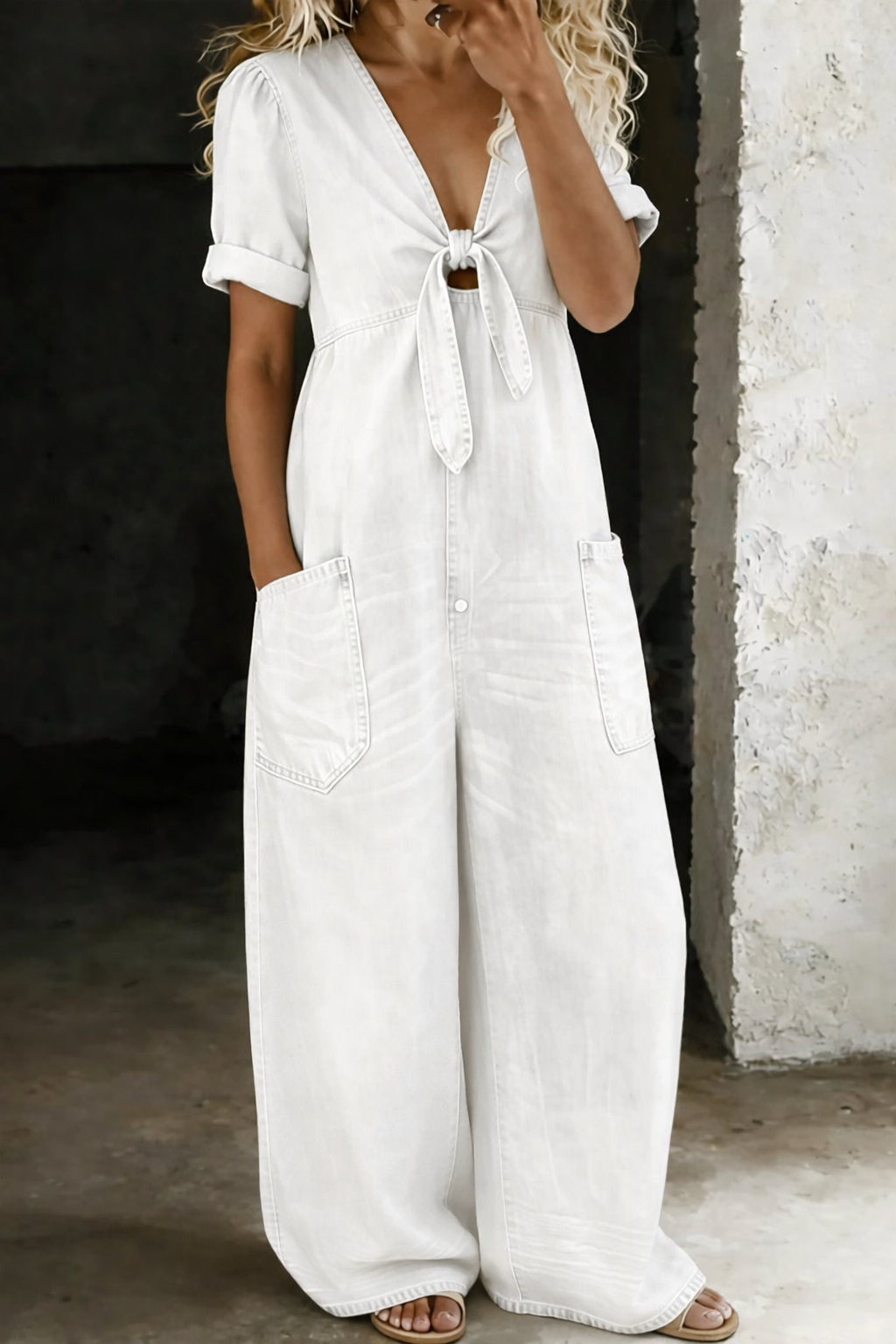 Miya | V Neck Short Sleeve Jumpsuit