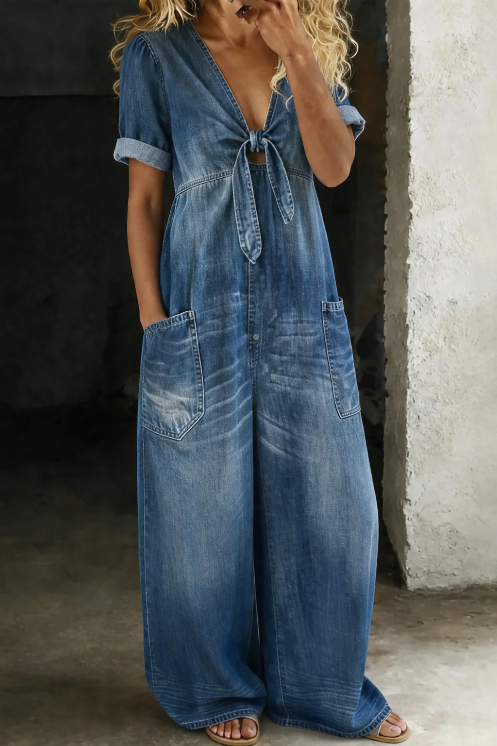 Miya | V Neck Short Sleeve Jumpsuit