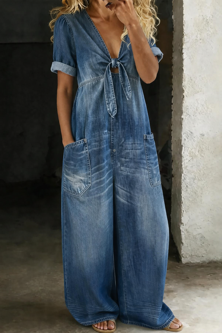 Miya | V Neck Short Sleeve Jumpsuit