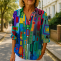 Catalina | Vibrant Artistic Button-Up Blouse