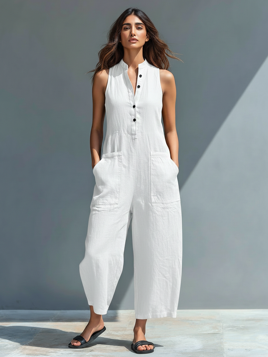Cindy | Elegant Sleeveless Linen Jumpsuit