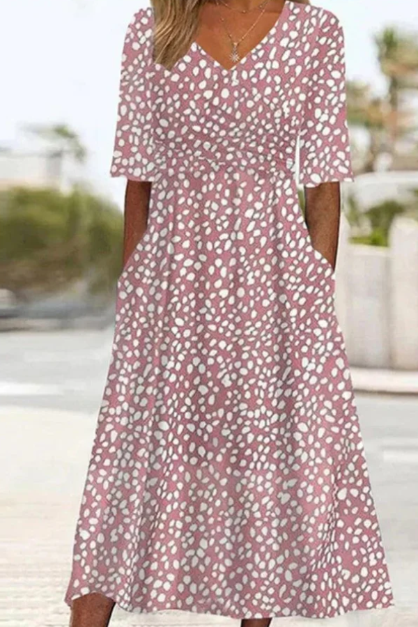 COLETTE | ELEGANT AND FLATTERING MIDI DRESS WITH POLKA DOTS FOR THE BELLY