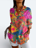 Valeria | Vibrant Artistic Button-Up Blouse