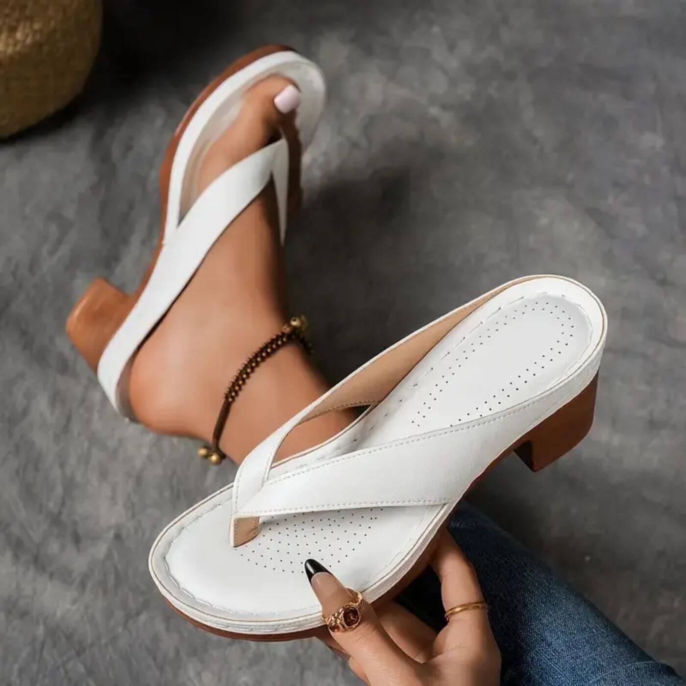 Samantha™| Comfortable Low Heel Flip Flop Sandals