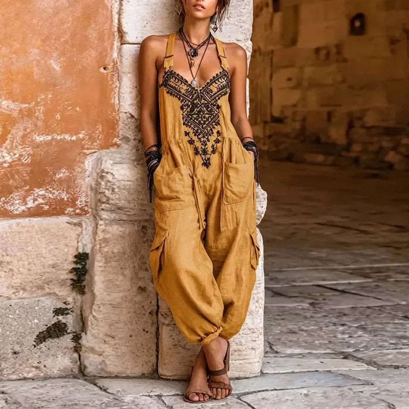 Erminilde | Embroidered Bohemian Jumpsuit