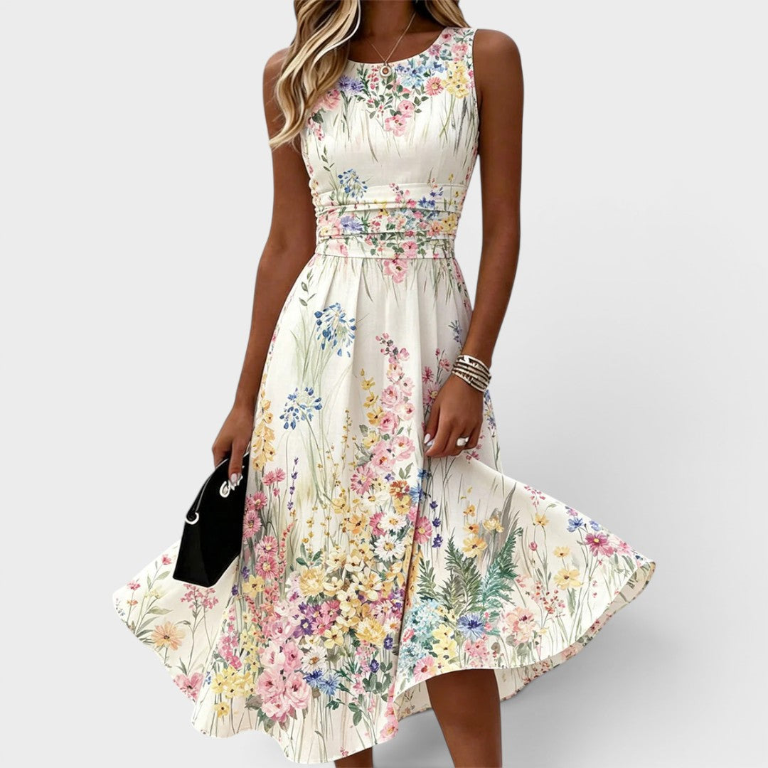 Tanya | Sleeveless Floral Midi Dress