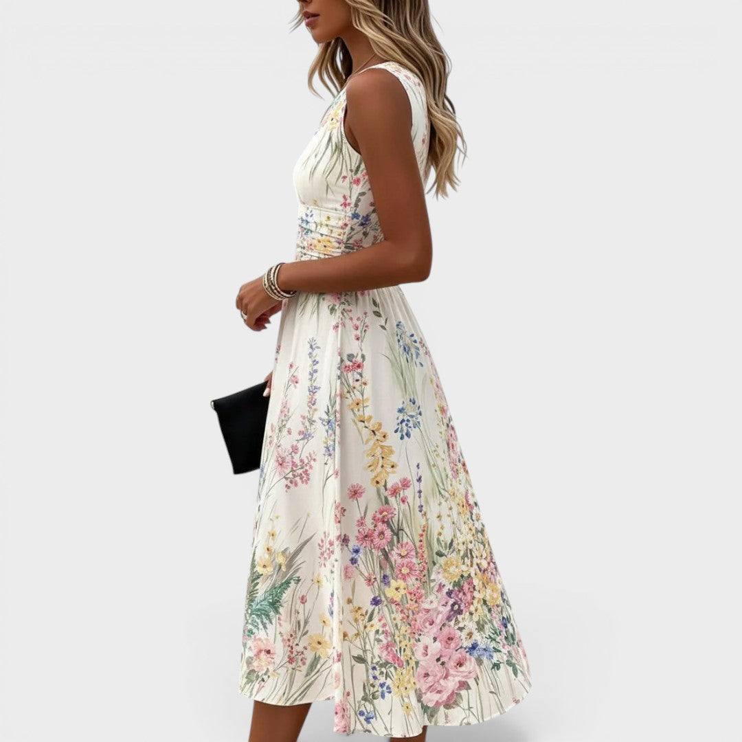 Tanya | Sleeveless Floral Midi Dress