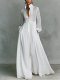 Léonie™ | Minimalist Maxi Dress with Stand-Up Collar