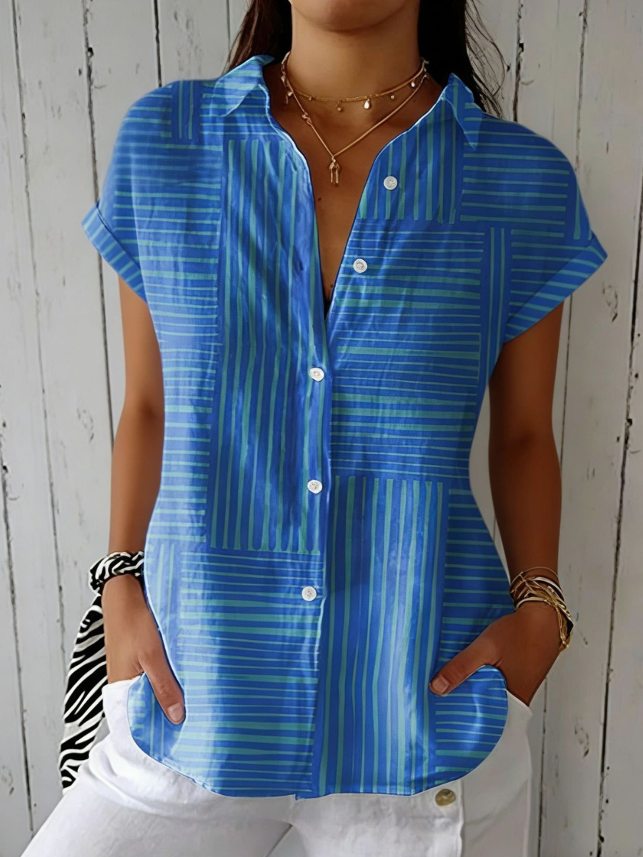 Feline | Azure Stripe Blouse