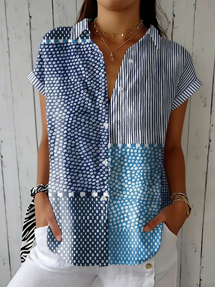 Fiora | Ocean Patchwork Blouse