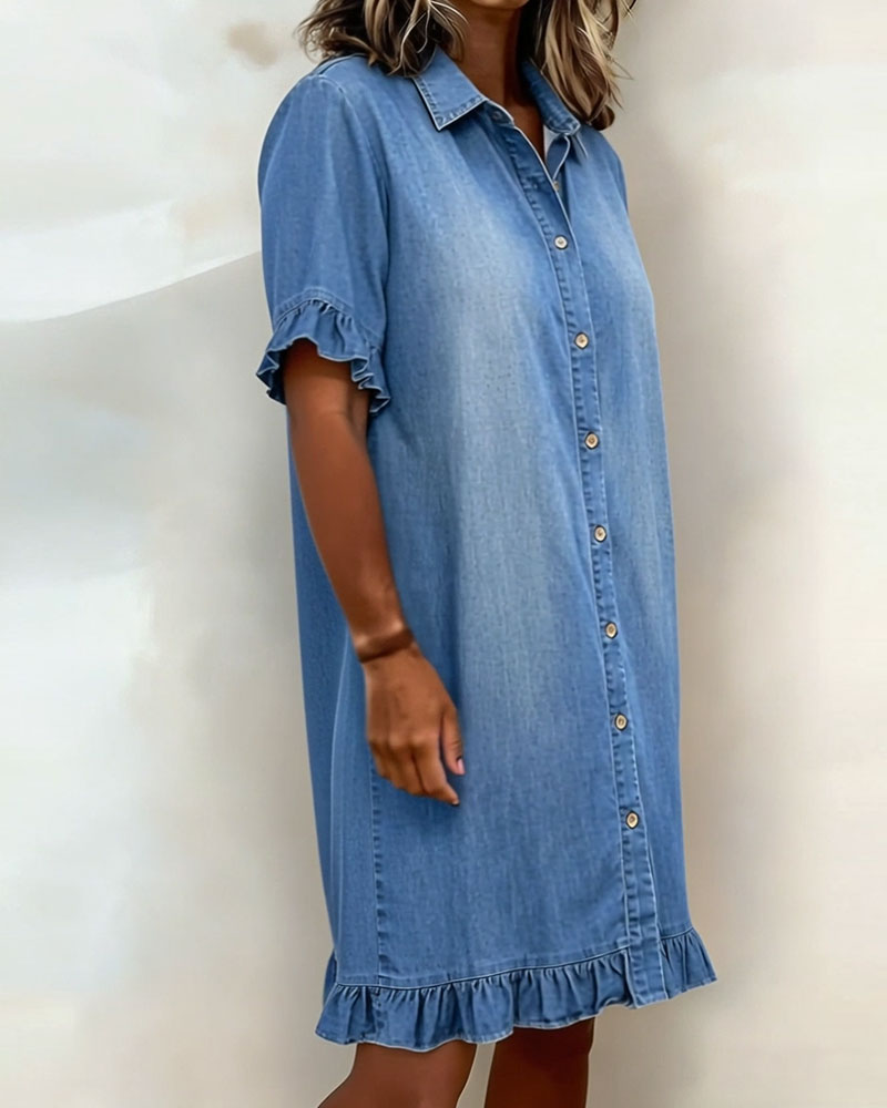 Charlotte | Comfortable Denim Dress with Elegant Ruffles