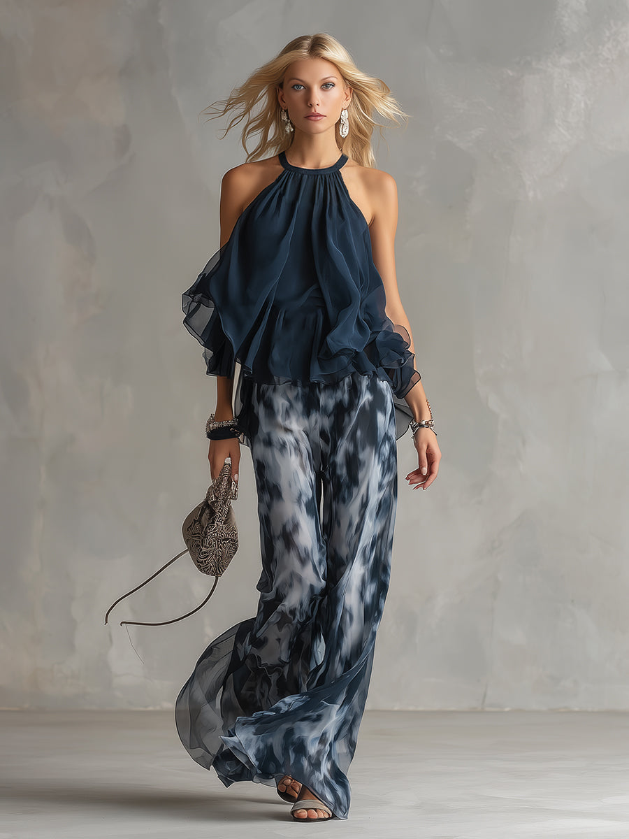 Elise | Halter Top & Wide-Leg Trouser Set