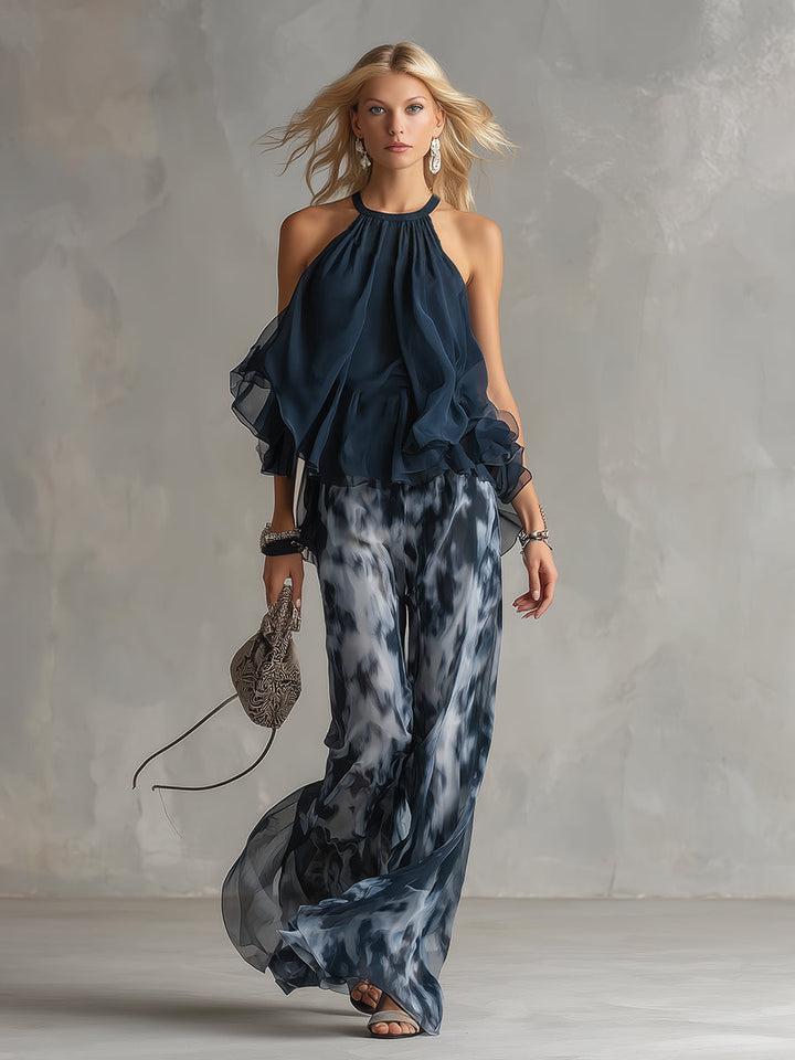 Elise | Halter Top & Wide-Leg Trouser Set