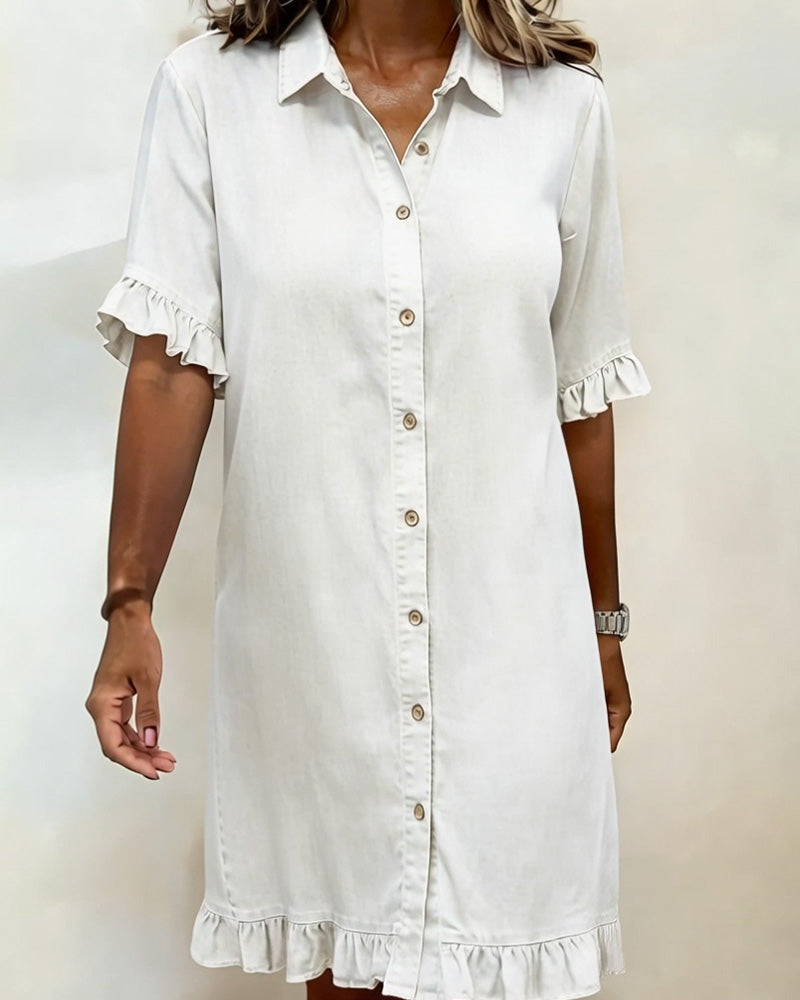 Charlotte | Comfortable Denim Dress with Elegant Ruffles