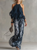 Elise | Halter Top & Wide-Leg Trouser Set