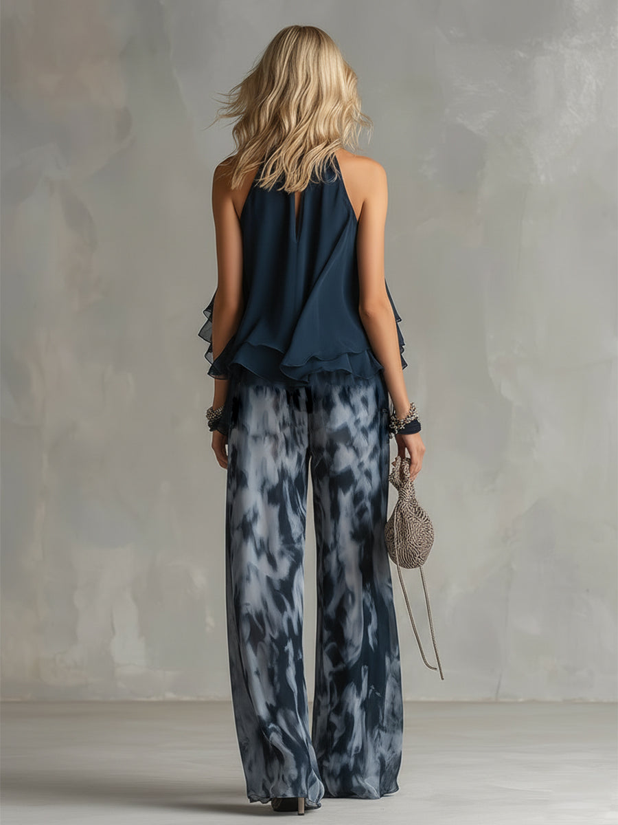 Elise | Halter Top & Wide-Leg Trouser Set