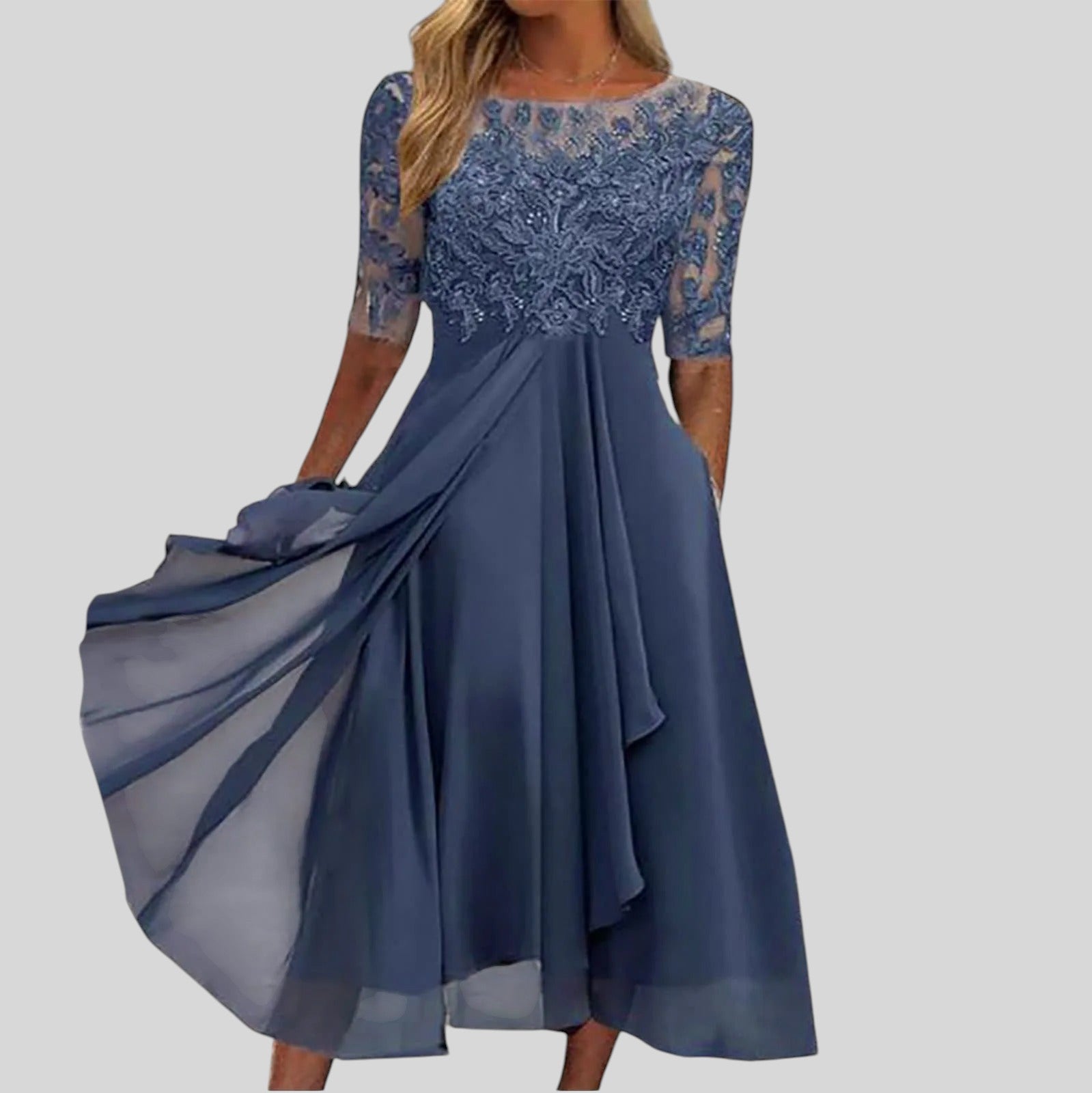 Zaria – The Flattering Lace Midi Dress