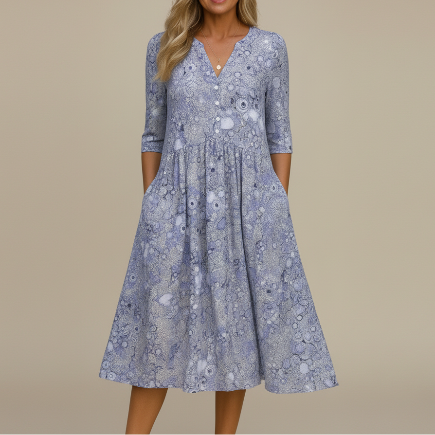 Harlow | Graceful V-Neck Elegance Midi Dress