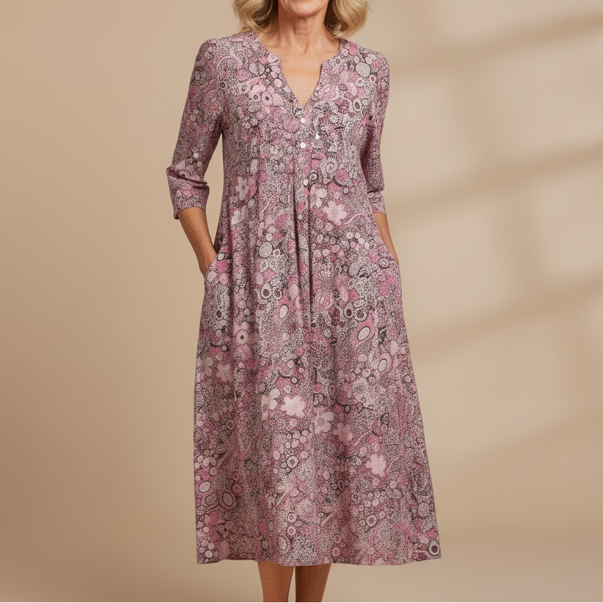Harlow | Graceful V-Neck Elegance Midi Dress