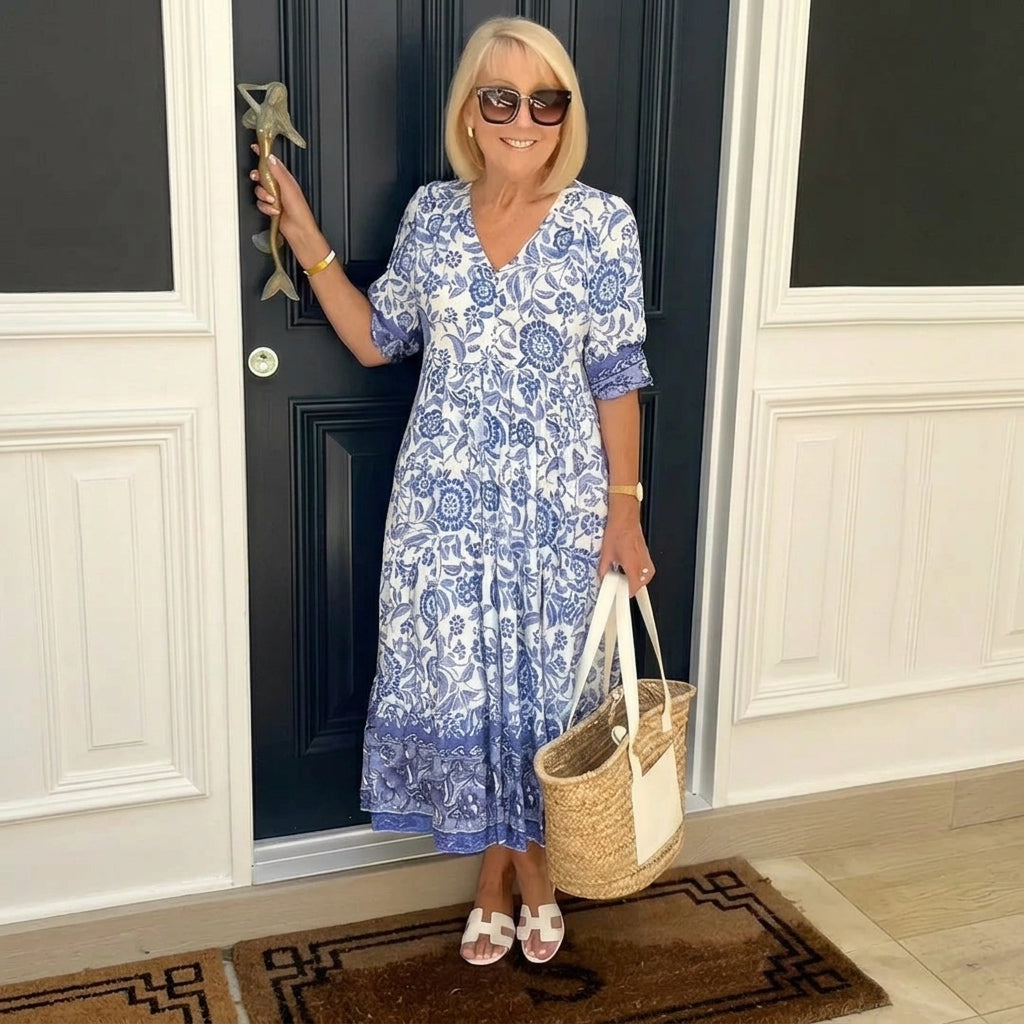 Ellie | Graceful V-Neck Floral Dress
