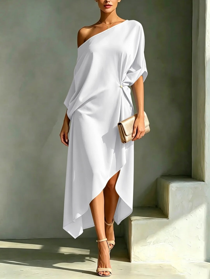 Caitlyn | One-Shoulder Asymmetrical Midi Dress