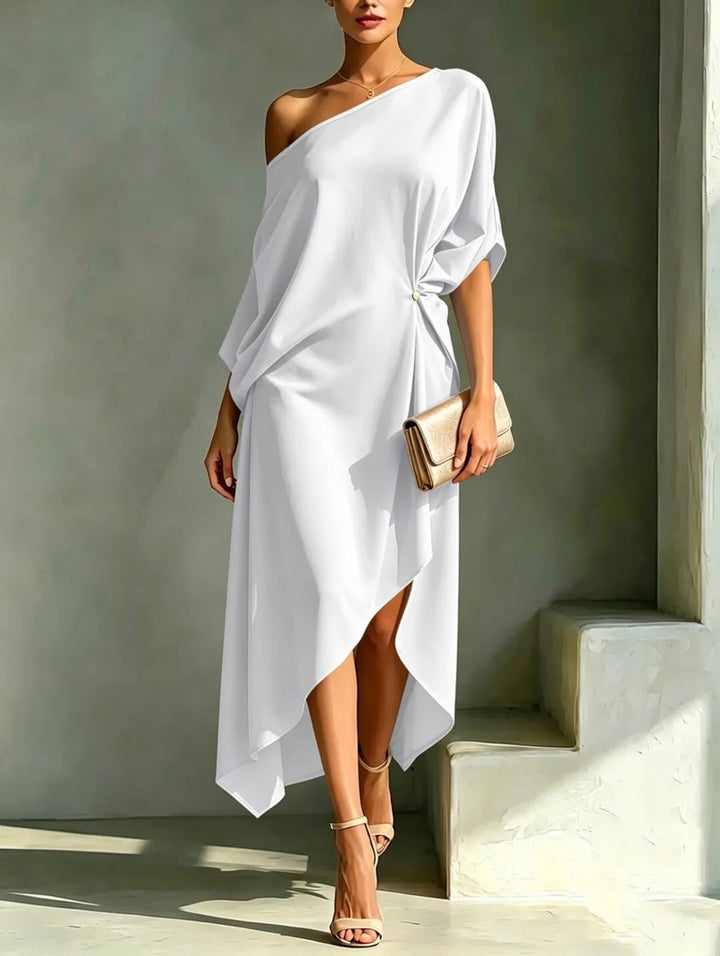 Caitlyn | One-Shoulder Asymmetrical Midi Dress