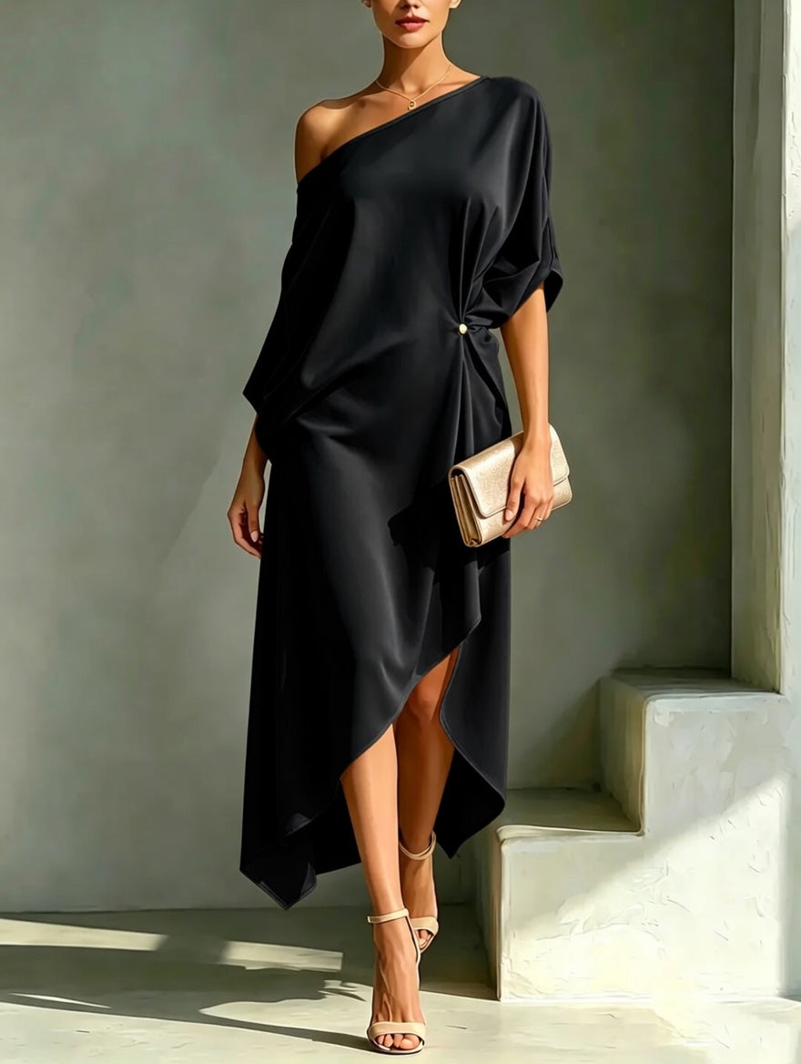 Caitlyn | One-Shoulder Asymmetrical Midi Dress